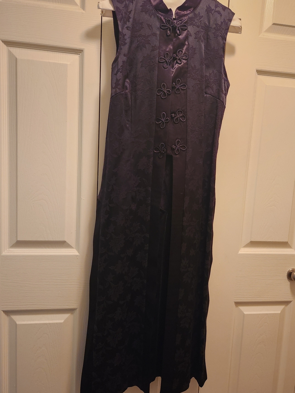 Elegant Black Satin Mandarin Collar Long Vest Pantsuit